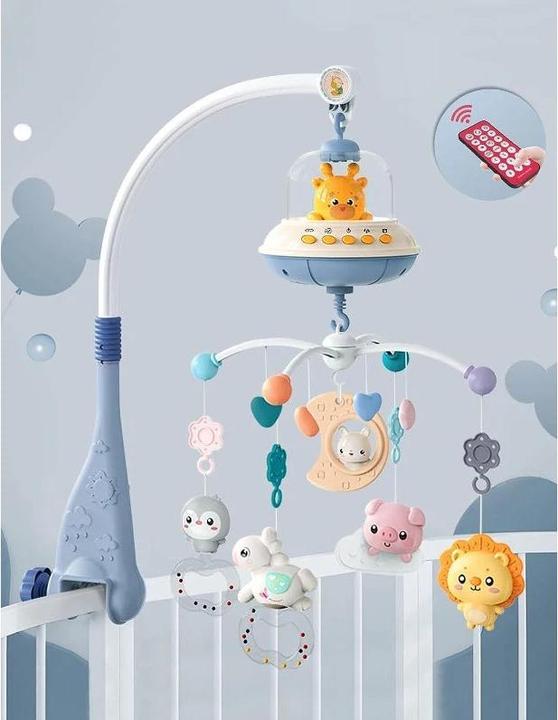 Activity Board Musikalische Baby Krippe Mobile mit Lichtern Musik Projektion für Kleinkinder Fernbedienung Krippe