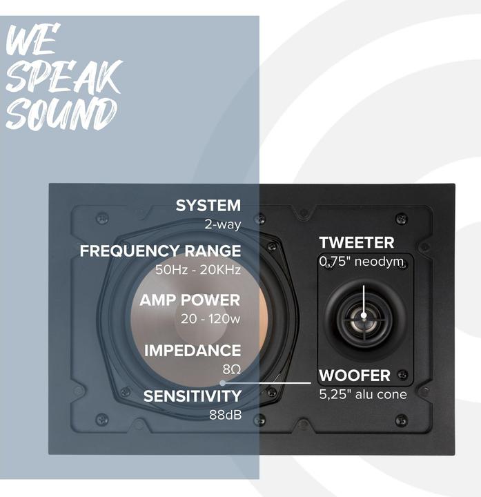 Produktbild Artsound HPRE650, rechth. inbouw HAPPI LS, 85W, wit