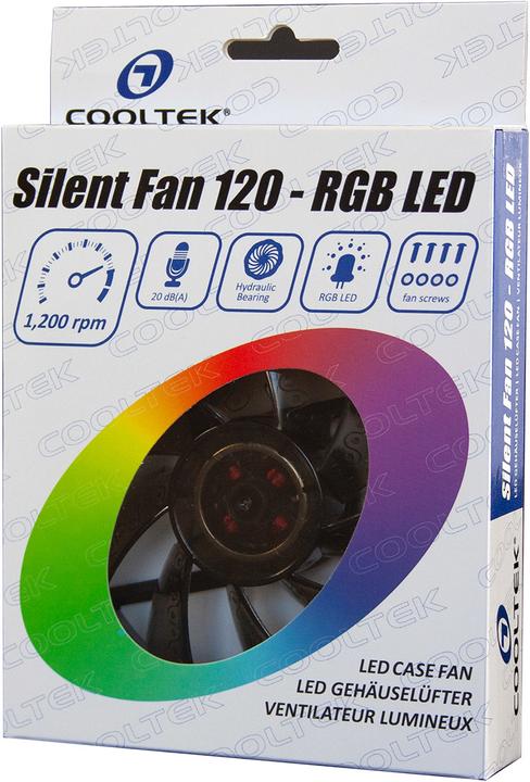 Produktbild Cooltek Silent Fan 120 RGB, 1200 U/Min, 20 dBA 3-pin + 4-pin RGB (120 mm, 1 x)