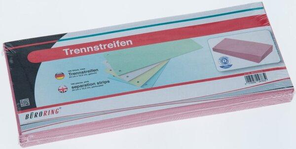 Actual product image Büroring Trennstreifen rosa, 10,5 x 24 cm, 190g/qm Karton, gelocht, 100 Stück