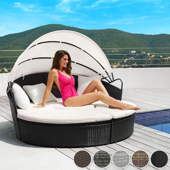 Produktbild tectake Sonneninsel Rattan mit Aluminiumgestell und Sonnendach