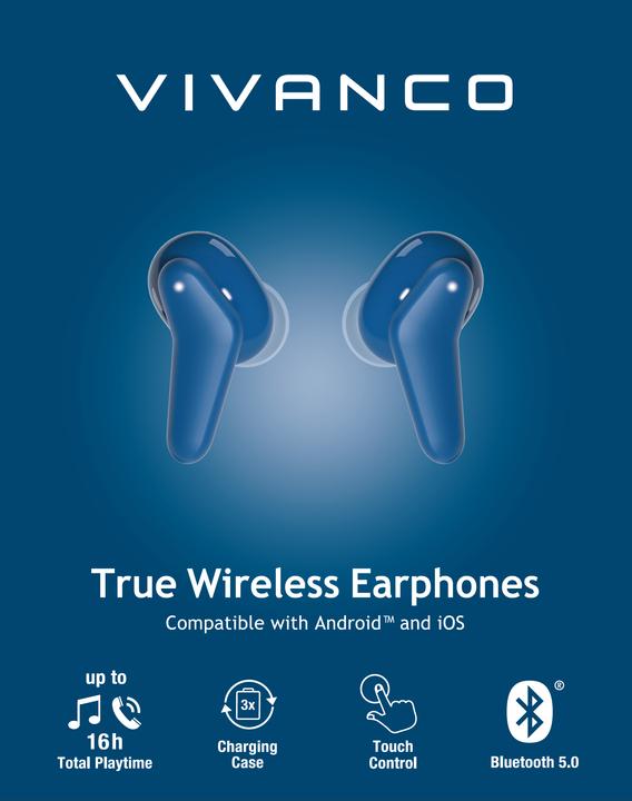 Produktbild Vivanco Fresh Pair Headset In-ear Calls/Music Bluetooth Blue (12 h, Kabellos)