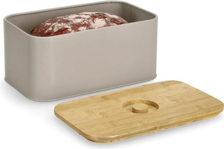 Produktbild Zeller Present Brotkasten m. Bambusdeckel, Metall, beige