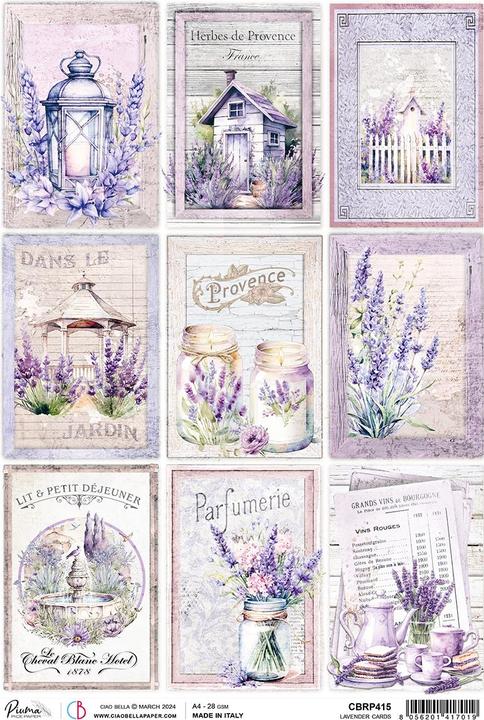 Produktbild Ciao Bella Motiv-Strohseide "Morning Provence - Lavender Cards", DIN A4 (28 g/m², 1 x)