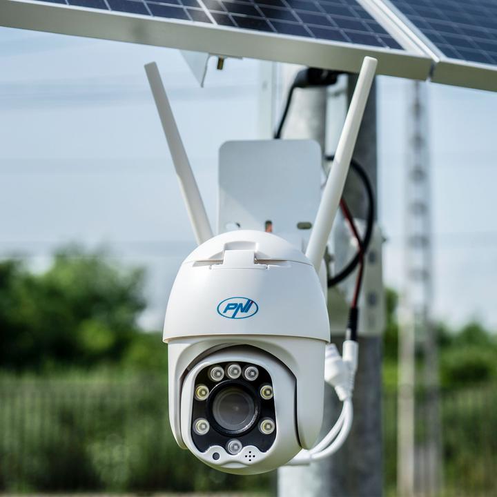 Produktbild PNI IP60 Live-PTZ-Videoüberwachungskamera mit Solarpanel, 2 MP, GSM 4G, SIM-Steckplatz, optischer Zo