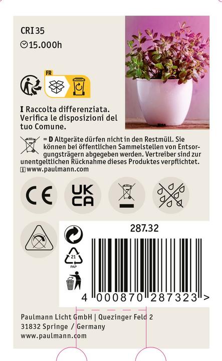 Image du produit Paulmann Lampe pour plantes Grow Green R63 (LED, 6.50 V)