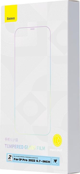 Produktbild Baseus All-glass Crystal Tempered Glass EasyStick Film iP14 (Pack of 2) (2 Stück, Apple iPhone 14 Pro Max)
