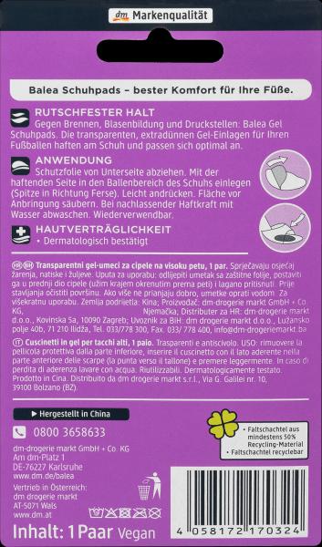 Image du produit dm Balea Coussinets en gel pour la balle, protection contre les escarres