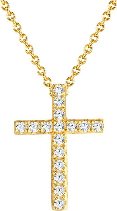 Rafaela Donata Damen Kreuz Sterling Silber Zirkonia Gelbgold 40,0 cm Basiskette + 5,0 cm Verlängerung - 33764 (Sterling Silber, 40 - 45 cm)
