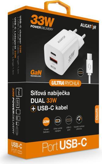 Produktbild Aligator CHPD0021 mobile device charger Universal White AC Fast charging Indoor (33 W)