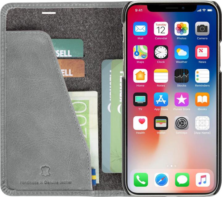 Actual product image Krusell Sunne 4 Card FolioWallet Apple iPhone XS Max vintage pilkas (Apple iPhone XS Max)
