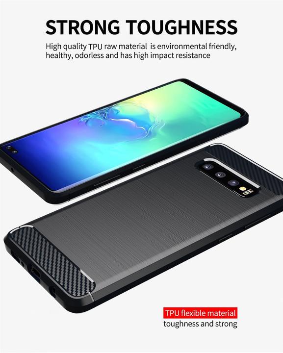 Produktbild Cadorabo TPU Ultra Slim carbon edelstahl Kombi Cover (Samsung Galaxy S10+)