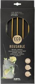 Produktbild Gusta Edelstahl-Strohhalme + Bürste Gold 4 Stück (4 x)