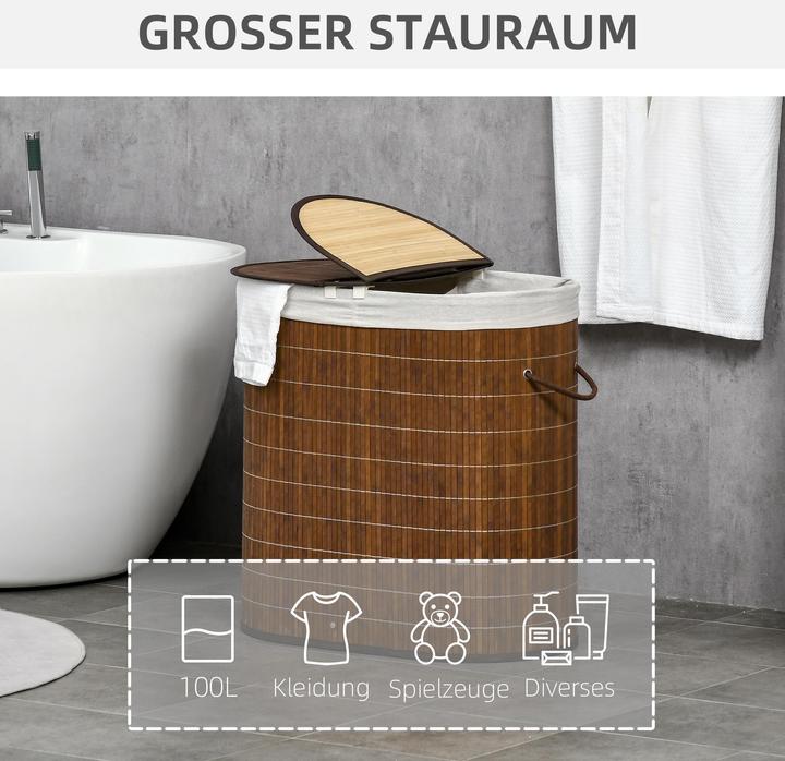 Actual product image Homcom Laundry basket with wing lid and 2 compartments (50 l)
