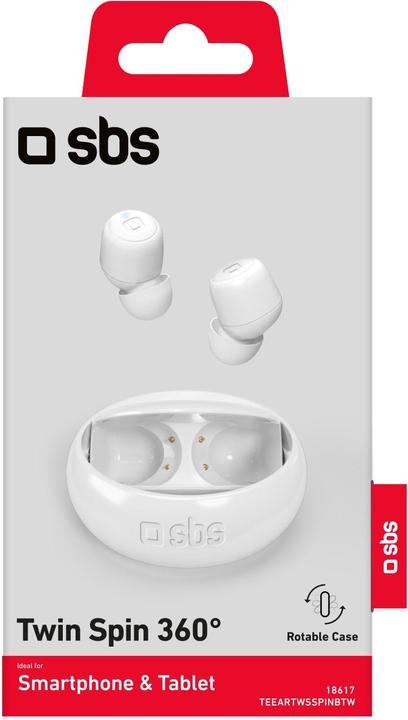 Produktbild SBS TWIN SPIN Kopfhörer mit 350mAh Ladestation white (6.50 h, Kabellos)