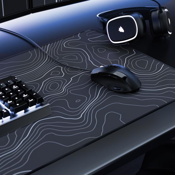 Produktbild Titanwolf Gaming Mauspad XXL, glattes Stoffgewebe, Speed Mausmatte 900 x 400 mm grosse Fläche, Topography (XXL)