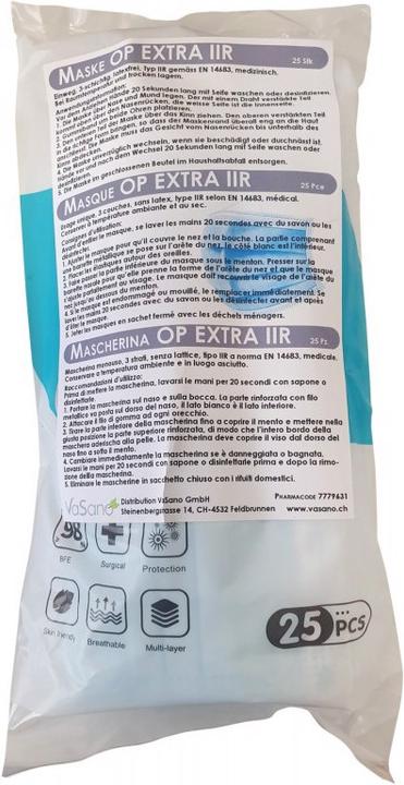 Produktbild VaSano OP Maske ex Typ IIR blau (25 Stk) (Keine offizielle Schutzklasse, 25 x)