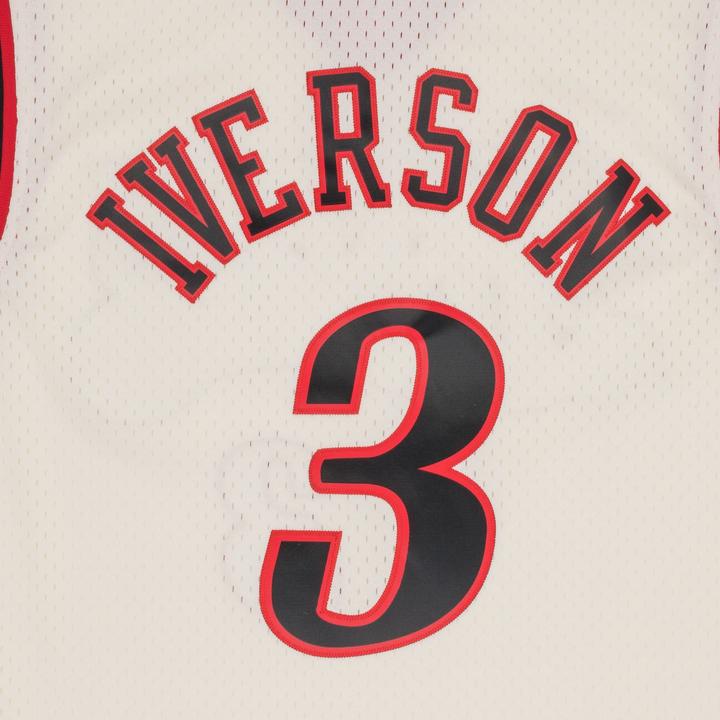 Actual product image Mitchell & Ness NBA Philadelphia 76ers Allen Iverson Off White Team Colour Swingman Jersey Mens (XXL)