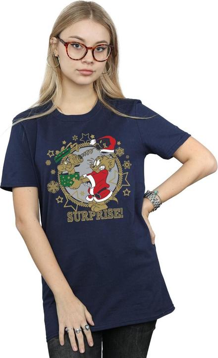 Actual product image Tom & Jerry Womens/Ladies Christmas Surprise Cotton Boyfriend T-Shirt (3XL)
