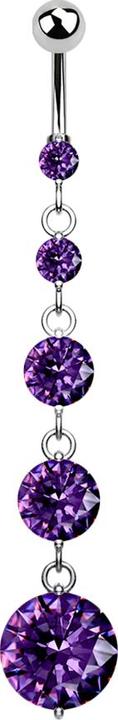 Immagine prodotto Star Piercing Banana in argento con ciondolo a sfera e cristallo di tanzanite quattro cristalli rotondi (Acciaio chirurgico 316L, Ottone)