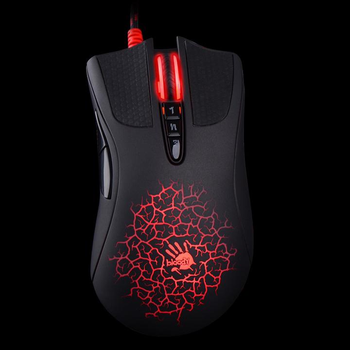 Actual product image A4Tech Bloody A90A Blazing, 6200DPI, optinė, 8kl., su laidu USB, juoda, do gry, V-Track, CORE3 (Cable)