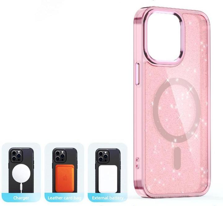 Image du produit Hurtel Étui à paillettes MagSafe pour iPhone 16 Pro Max - rose à paillettes (Apple iPhone 16 Pro Max)
