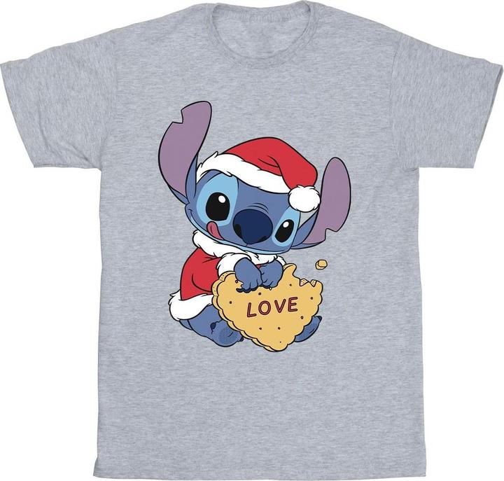 Disney Lilo And Stitch Christmas Love Biscuit TShirt (M)
