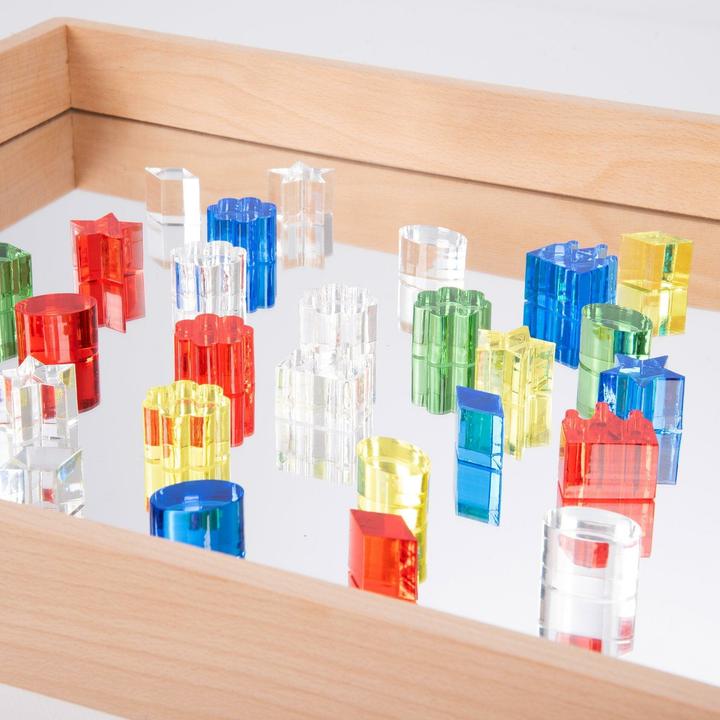 Actual product image TickiT Wooden tray box with mirror base (French, German, English, Italian)