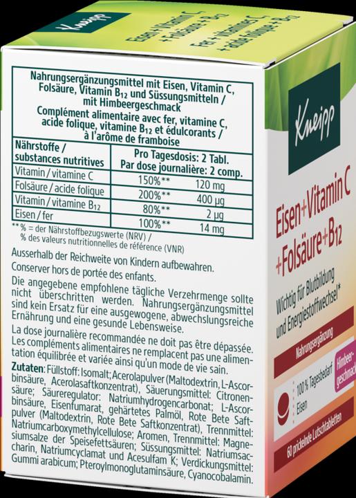 Nährwerte und Zutaten Kneipp Multivitamins (60 Stück, Tabletten)