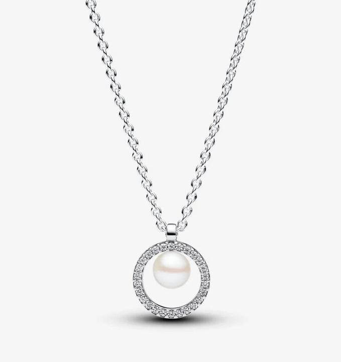 Produktbild Pandora Halskette Treated Freshwater Cultured Pearl & PavÃ© (Sterling Silber 925, 45 cm)