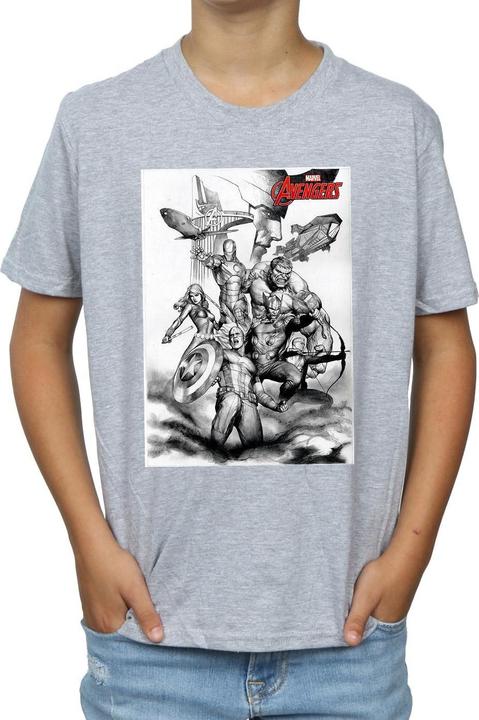 Image du produit - T-shirt AVENGERS ASSEMBLE TEAM SKETCH - Garçon (140, 146)