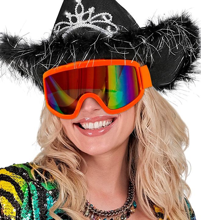 Actual product image Widmann Neon orange 80s ski goggles