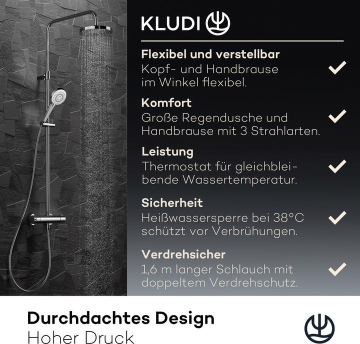 Actual product image Kludi X3 Shower system with thermostat
