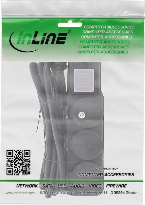 Actual product image InLine Outdoor socket strip (3 x, CEE 7/3, 5 m)