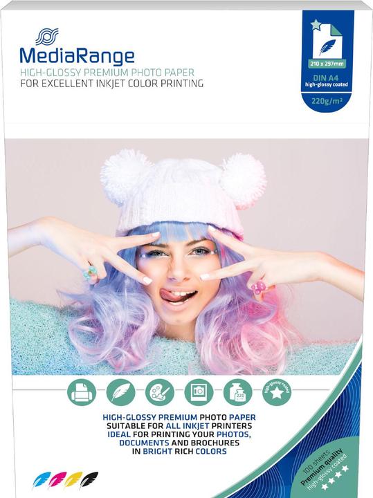 Produktbild MediaRange Hochglänzend (220 g/m², A4, 100 x)