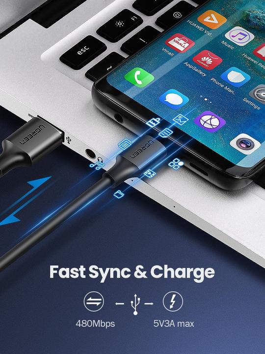Actual product image Ugreen USB-C to USB-A 2.0 Cable (1 m, USB 2.0)