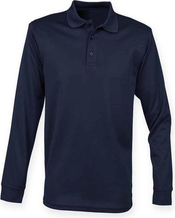 Actual product image Henbury Adults Unisex Long Sleeve Coolplus Piqu Polo Shirt (M)