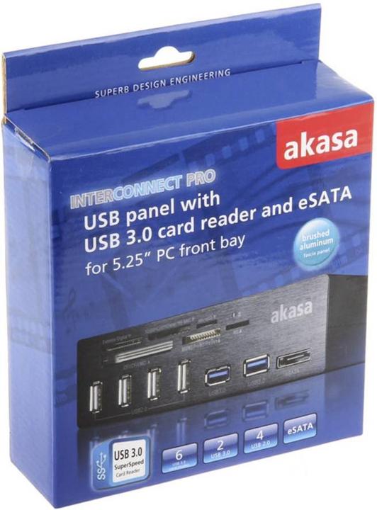 Image du produit Akasa AK-HC-05U3BK Lecteur de cartes interne à 6 ports USB 3.0 - noir (SATA, USB 2.0)