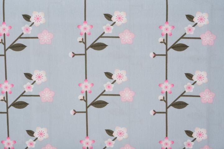 Rico Design Baumwoll-Stoff Popeline "Sakura Zweige Smoke Blue", 140 cm breit, Meterware