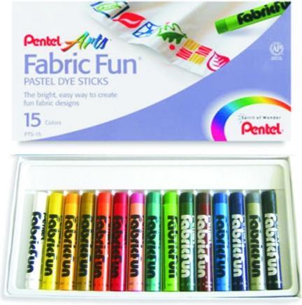 Actual product image Pentel Fabric Crayons Set 15 Colours (Multicoloured, 1 x)