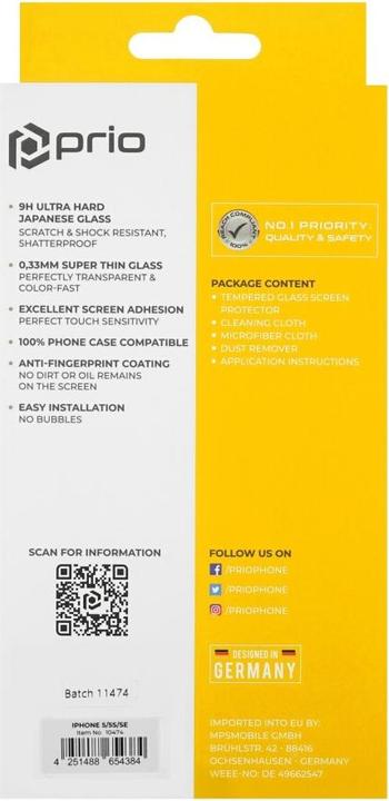 Actual product image prio Screen protector glass for iPhone 5/5S/SE transparent (1 Piece, Apple iPhone 5s, Apple iPhone SE, Apple iPhone 5)