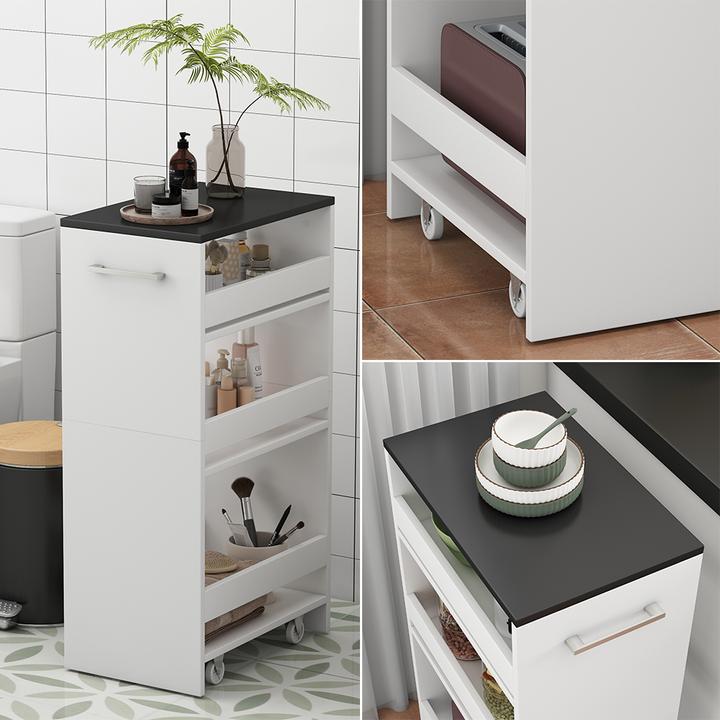 Actual product image Vicco Rivo mobile shelving unit, white/anthracite, 30 x 84.8 cm
