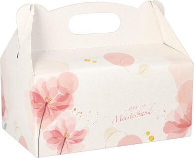 Actual product image Papstar Pastry box with handle, 200 x 130 x 90 mm made of cardboard, material thickness: 350 g/sqm, colour: (20 x)