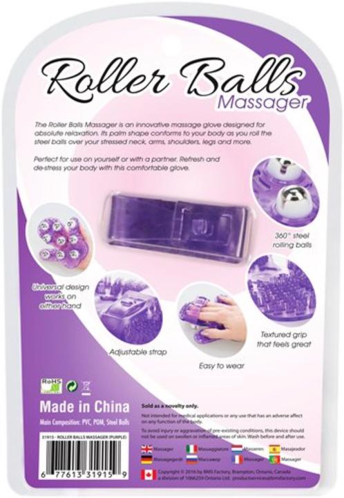 Actual product image PowerBullet Roller Balls Massage Glove Purple