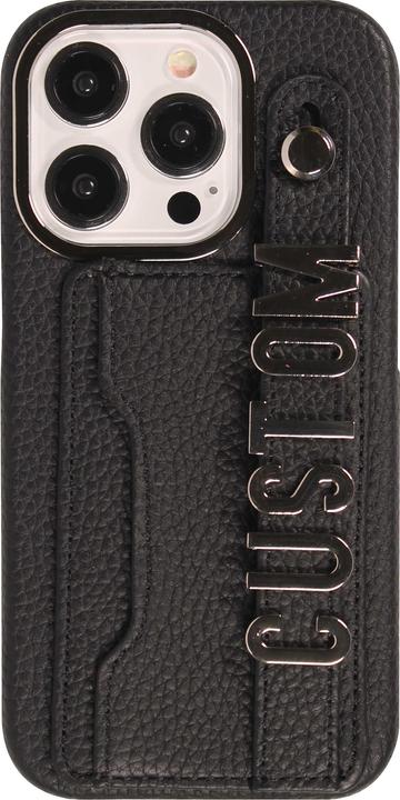 Immagine prodotto PhoneLook Copertina Copertina in pelle personalizzata con scritte in argento + cordino e scomparto per le (Apple iPhone 15 Pro)