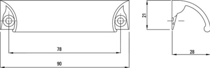 Actual product image Hermeta Furniture handle black anodised 78 mm