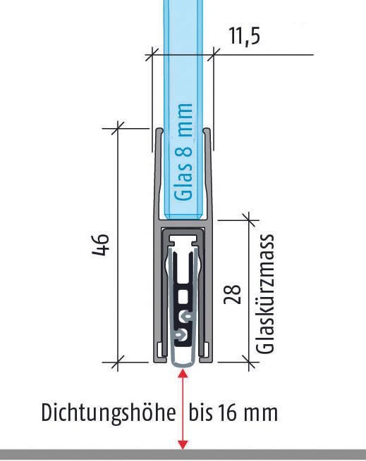 Produktbild Planet Türabsenkdichtung KG-F8, schmal, Silikon RD