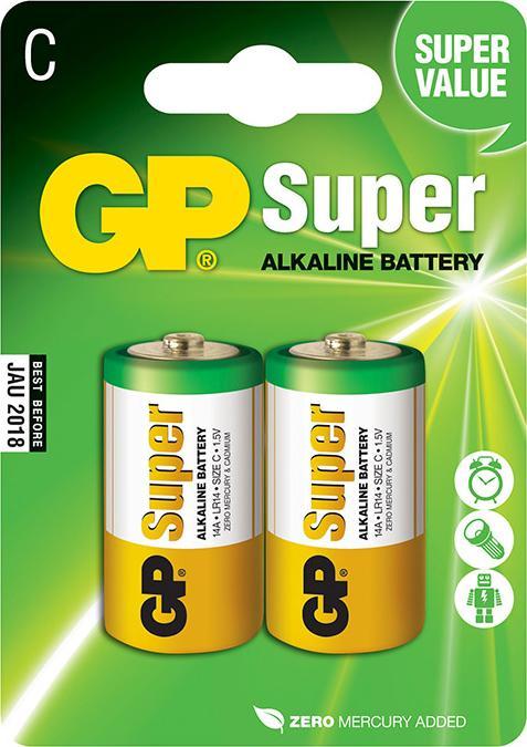 Actual product image GP Batteries 1x2 Super Alkaline 1,5V C Baby LR14 (2 pcs., C, 1400 mAh)