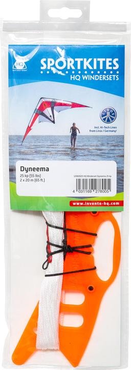 Image du produit Invento Set 2 lignes Dyneema 25 kp 2x20 m, lignes blanches, sur plaquettte de rangement noir