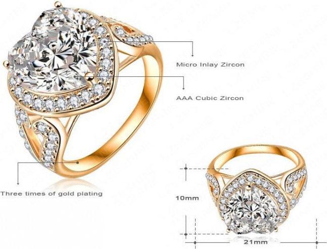 Produktbild Hermex Vergoldeter Ring RGP mit Zirkonia - Gold Gr. 54 (54, 900 Platin)